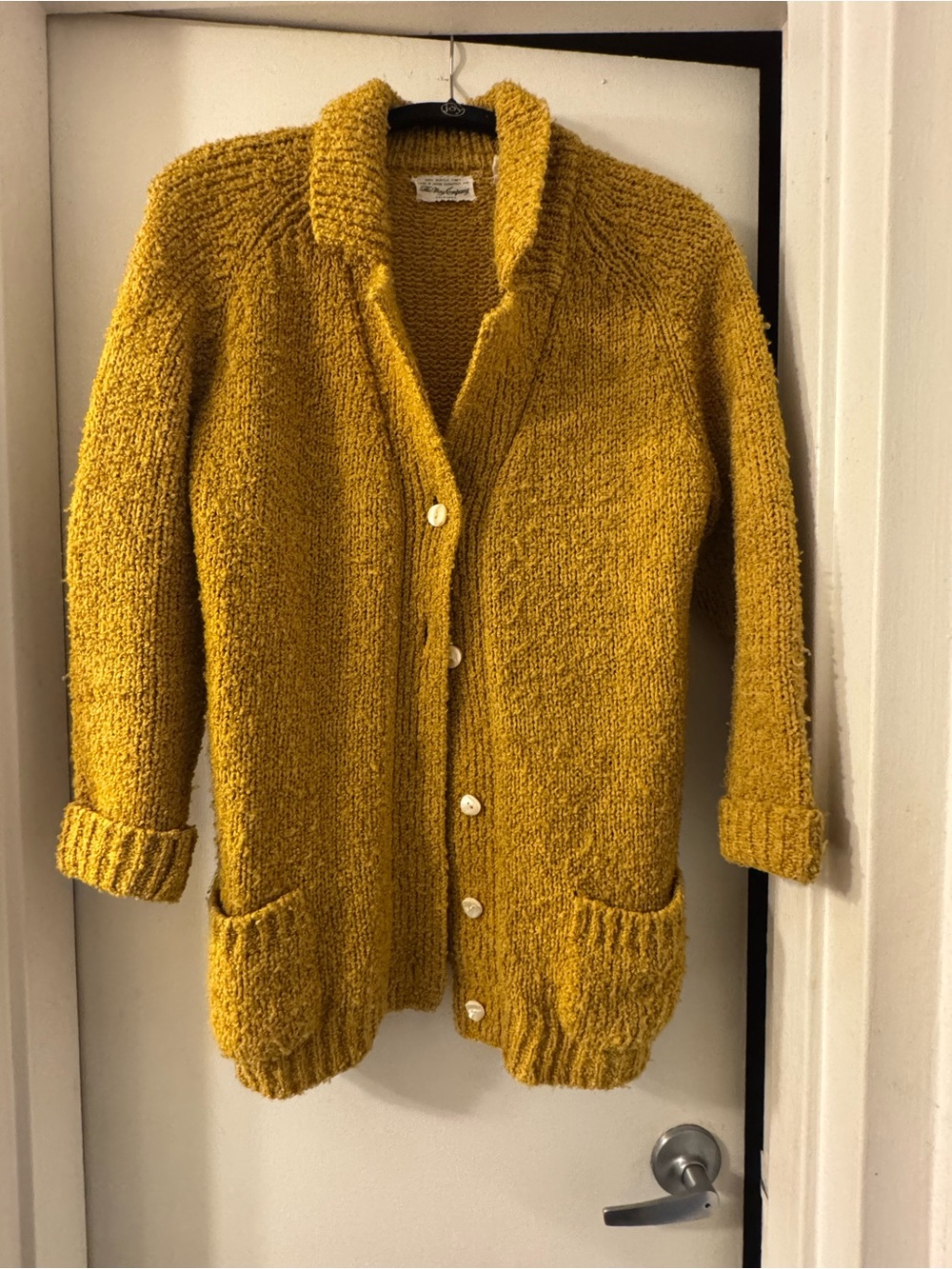 Vintage May Company Mustard Yellow Button-Front Women’s Sweater Cardigan